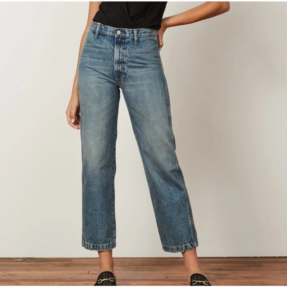 Boyish Kirby Jeans Womens Size 26 The Birds Blue Denim Mid Rise Straight Leg